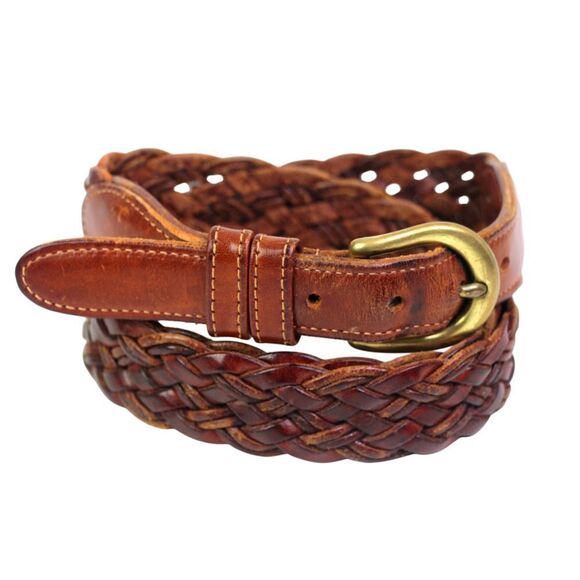 Coach 3850 WOVEN BROWN REAL LEATHER 1"Wd CASUAL DRESS MEN'S BELT Sz 36/90 (*17 - Picture 2 of 13